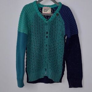 Mim-Pi Teal & Purple Knit Cardigan
